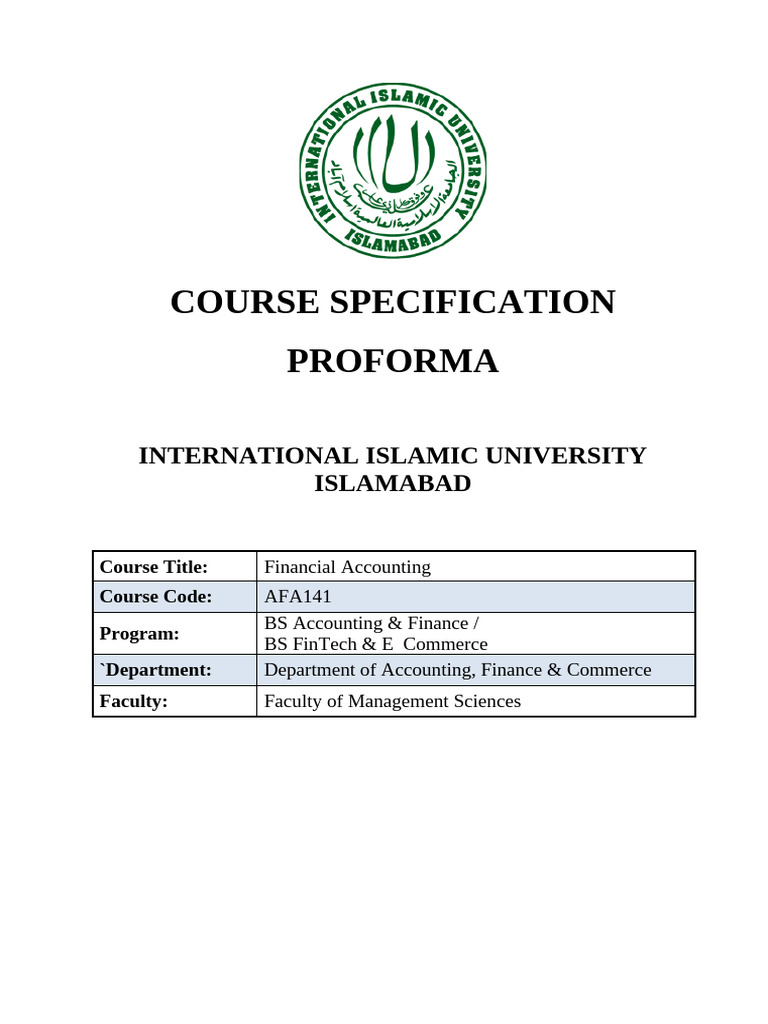 Financial Accounting Course Overview | PDF | International Financial ...