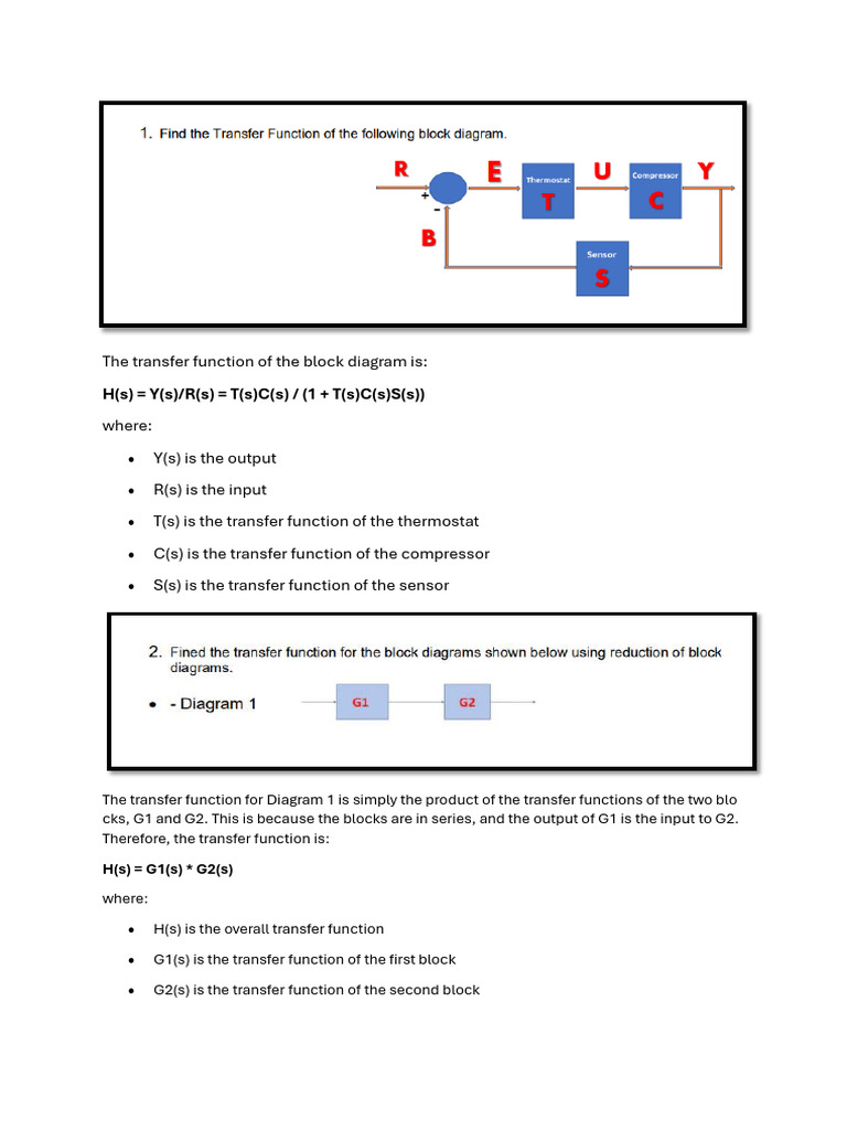 Transfer Functions in Control Systems | PDF