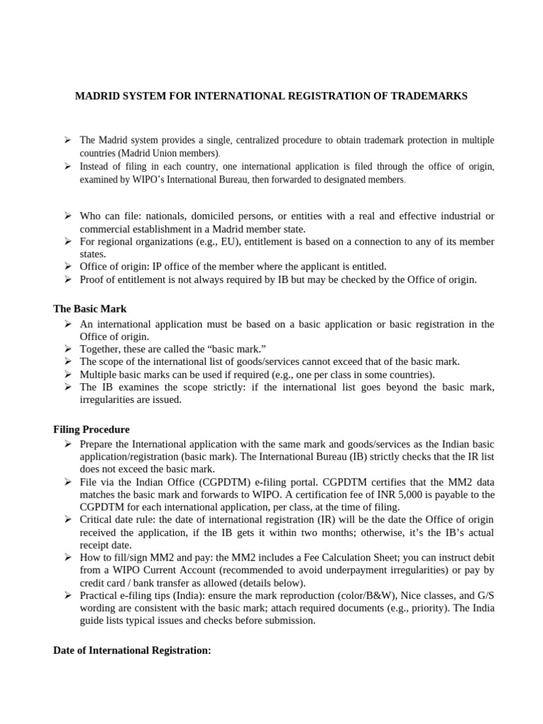 Madrid Trademark Registration Guide | PDF | Trademark | World ...