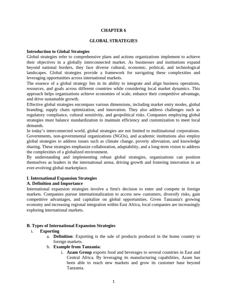 Chapter 6.global Strategies | PDF | Brand | Supply Chain