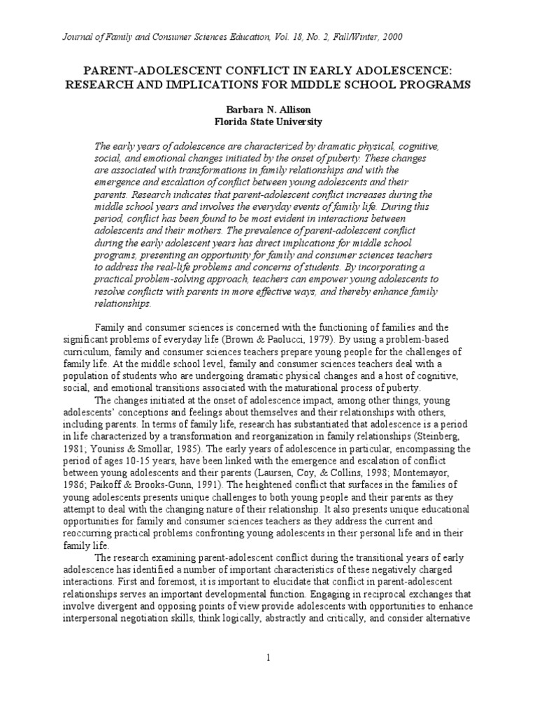 (Paper) Parent Adolescent Conflicts | PDF | Wellness