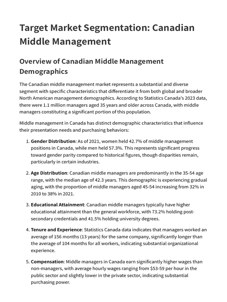Target Market Segmentation - Canadian Middle Management | PDF | Brand ...