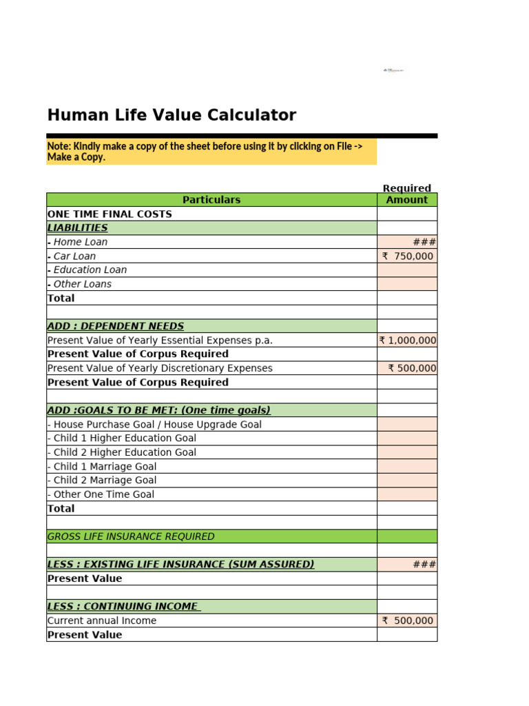 Human Life Value Calculator | PDF | Present Value | Life Insurance