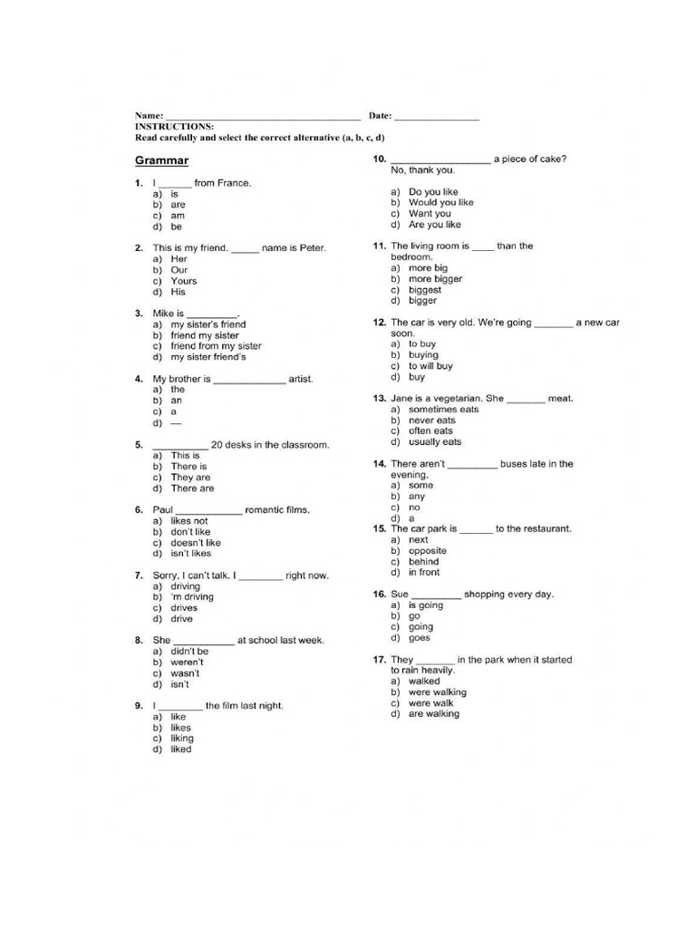 Placement Test | PDF