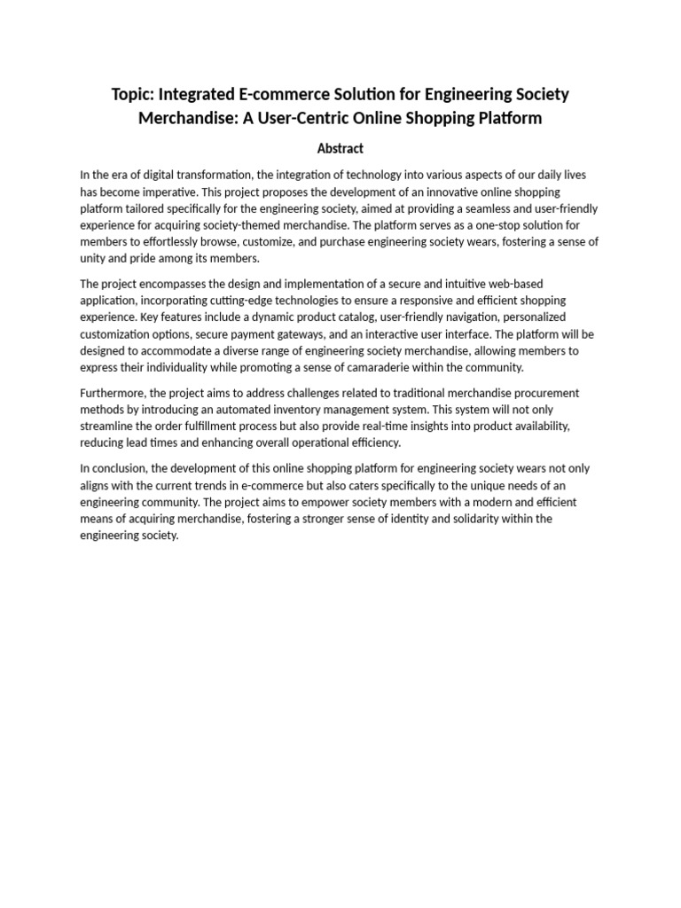 Integrated E-Commerce Solution For Engineering Society Merchandise | PDF