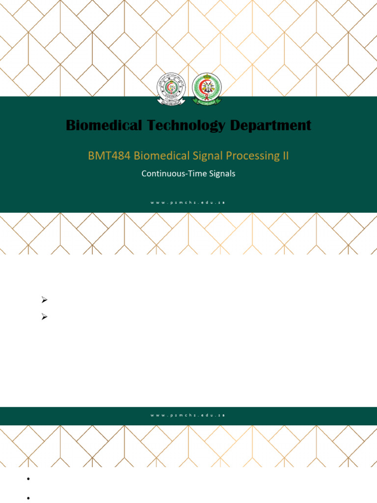 Biomedical Signal Processing Overview | PDF | Discrete Time And ...