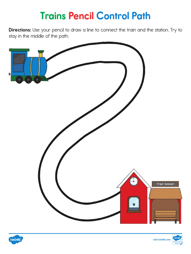 Color Trains Pencil Control Path Activity | PDF