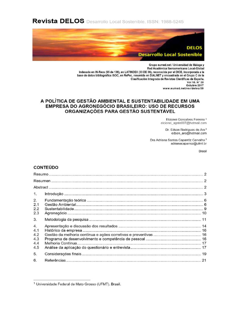 A Política de Gestão Ambiental e Sustentabilidade | PDF