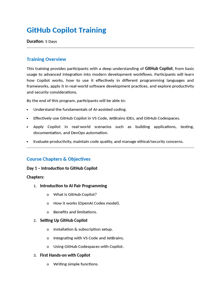 GitHub Copilot Training Overview | PDF | Software Development ...