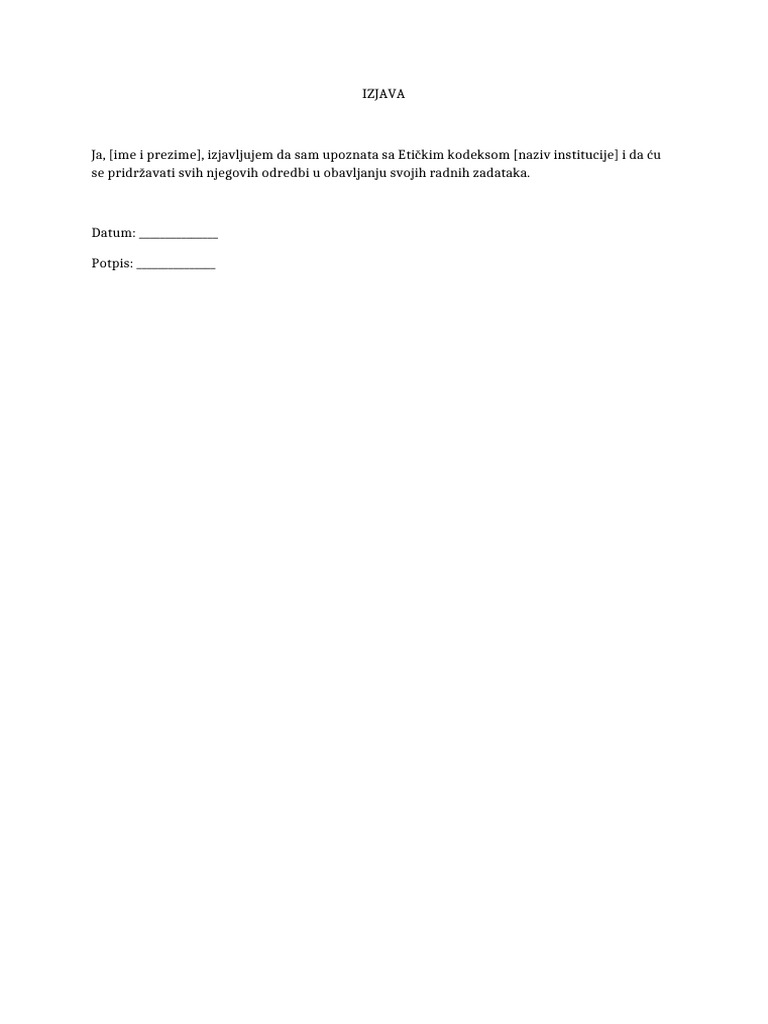 IZJAVA | PDF