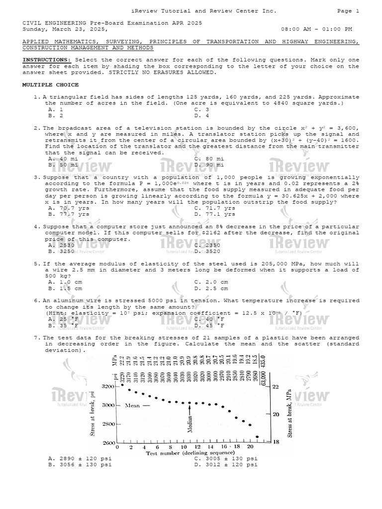 Cele Apr 2025 Mste Preboard 2 | PDF | Stress (Mechanics) | Corrosion