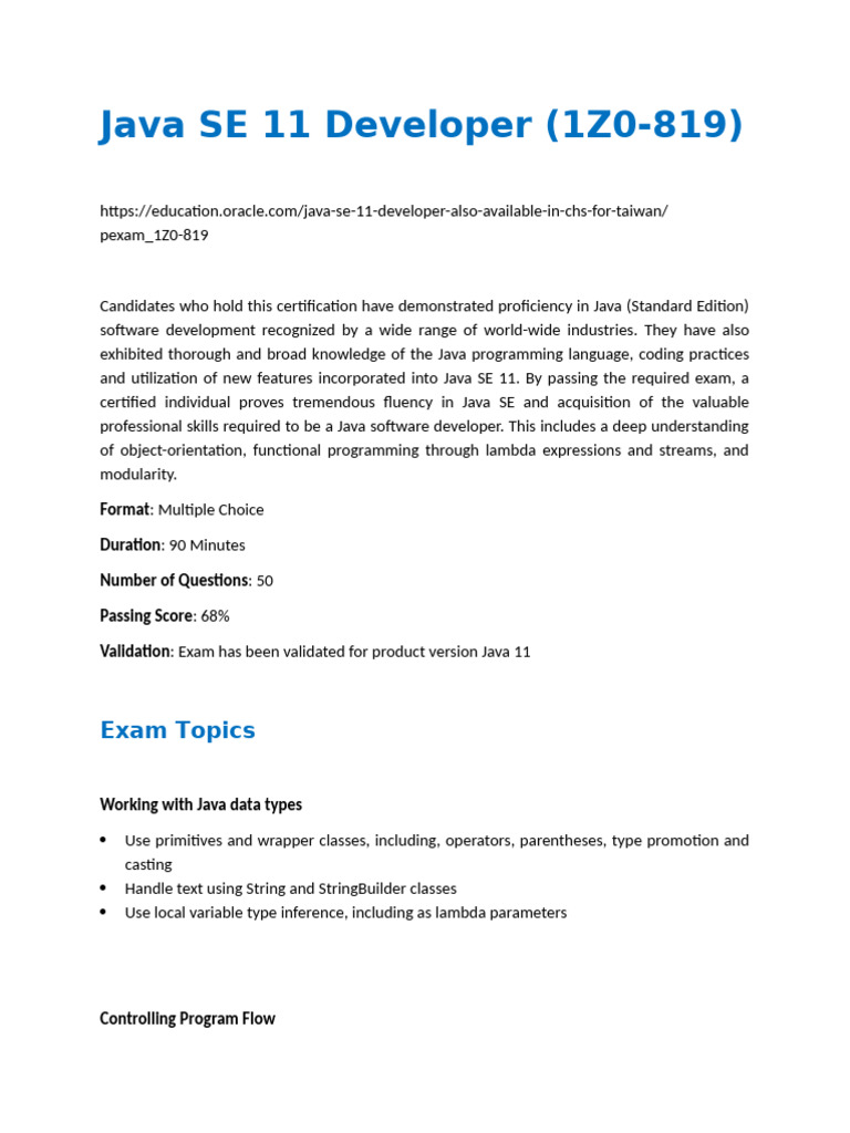 Java SE 11 Developer Certification Guide | PDF | Method (Computer ...