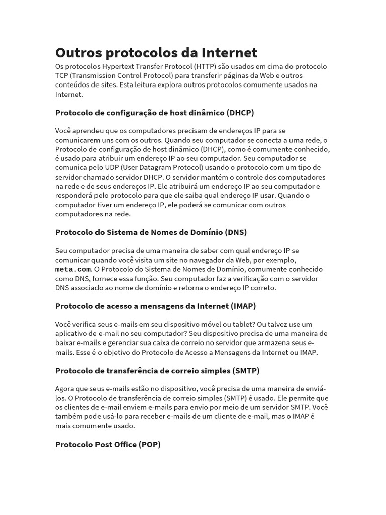 (Leitura) Outros Protocolos Da Internet | PDF | Cápsula segura ...