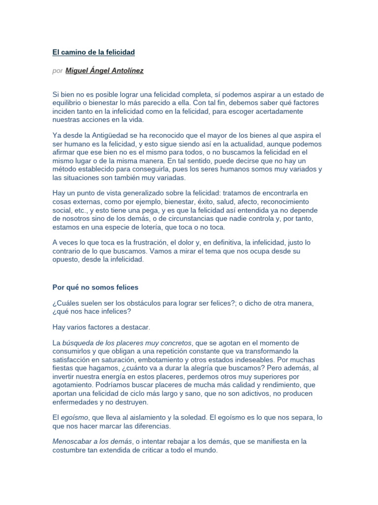 El Camino de La Felicidad | PDF | Felicidad | Virtud