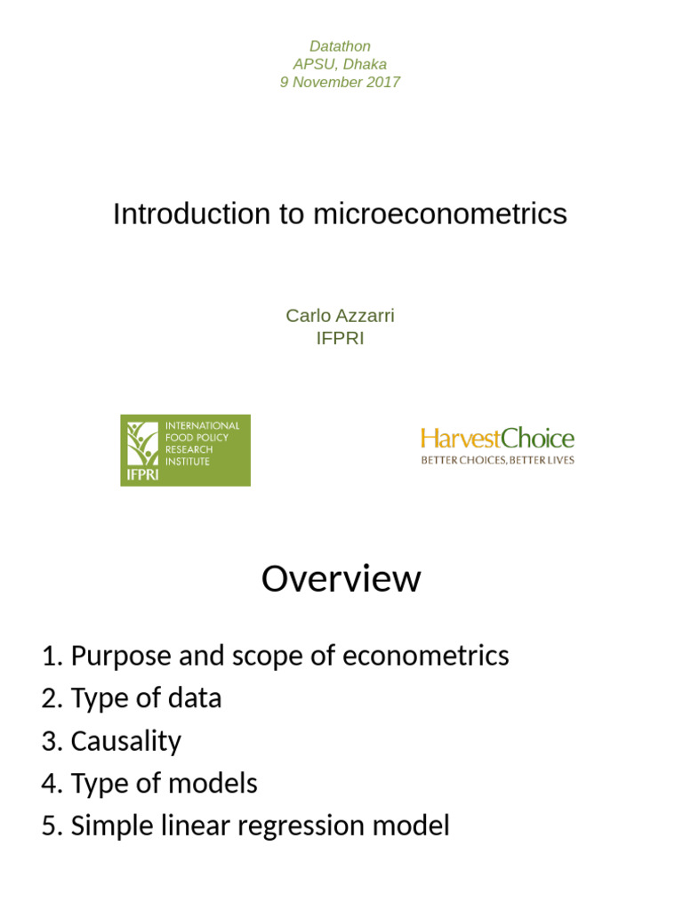 Introduction To Microeconometrics 1 | PDF