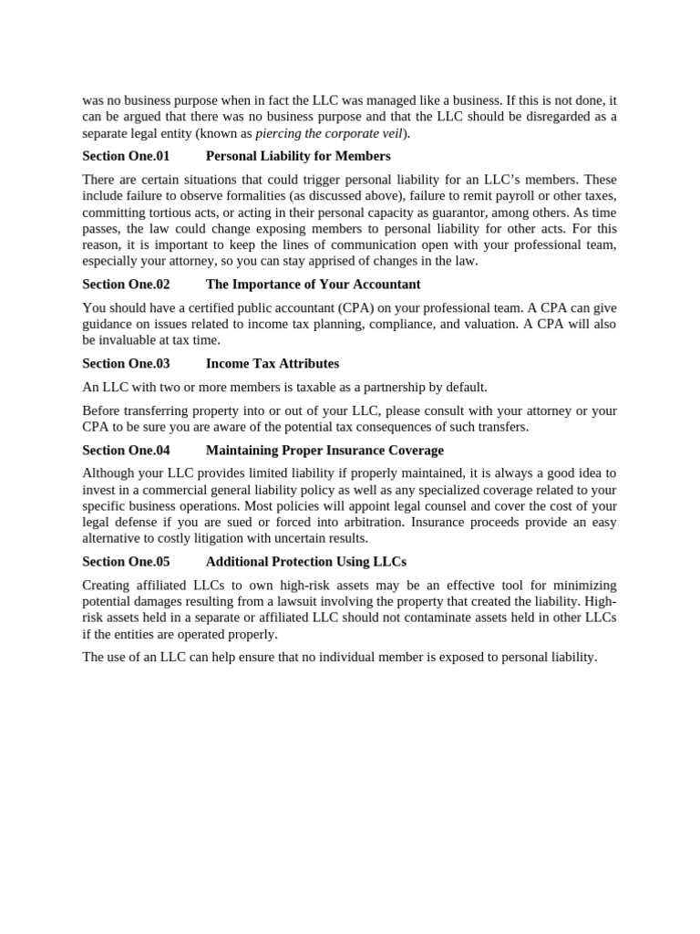 LLC Liability and Protection Strategies | PDF
