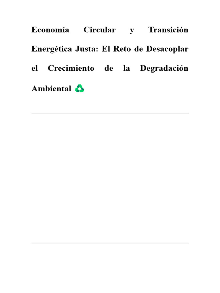 Economía Circular y Transición Energética Justa | PDF | Economía baja ...