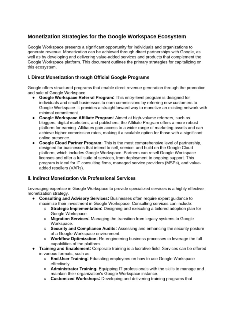 Google Workspace Monetization Strategies | PDF | Economies | Business ...