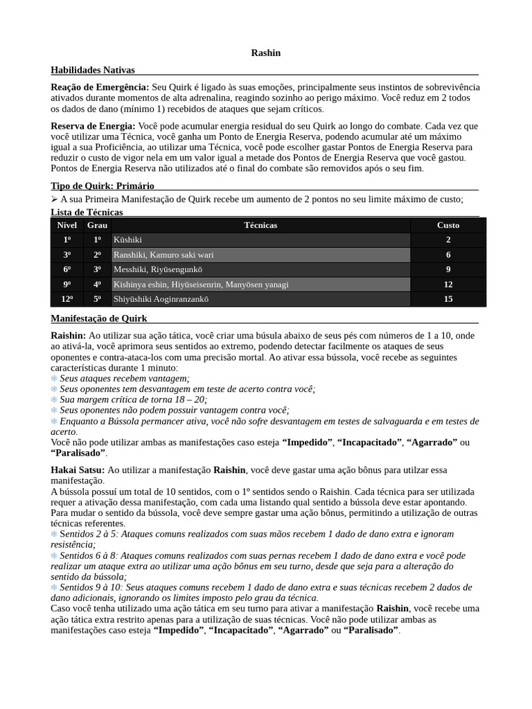 Quirk Rashin: Técnicas e Estratégias | PDF