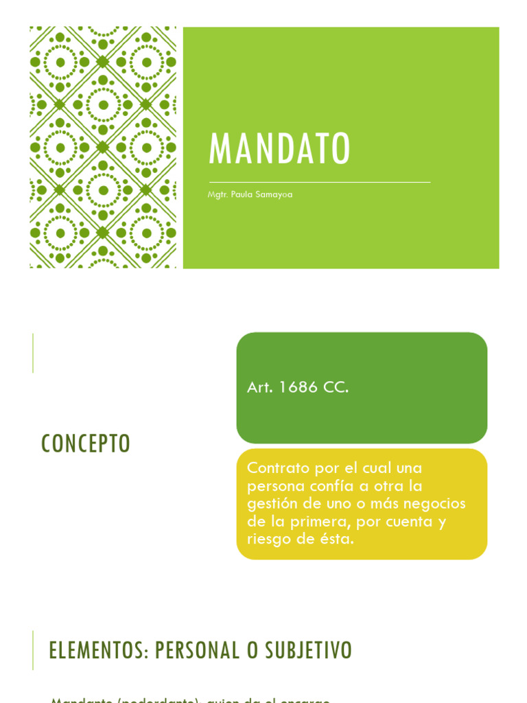 Elementos y Clasificación del Mandato | PDF