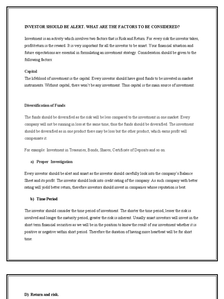 Investor Should Be Alert | PDF | Investor | Investing
