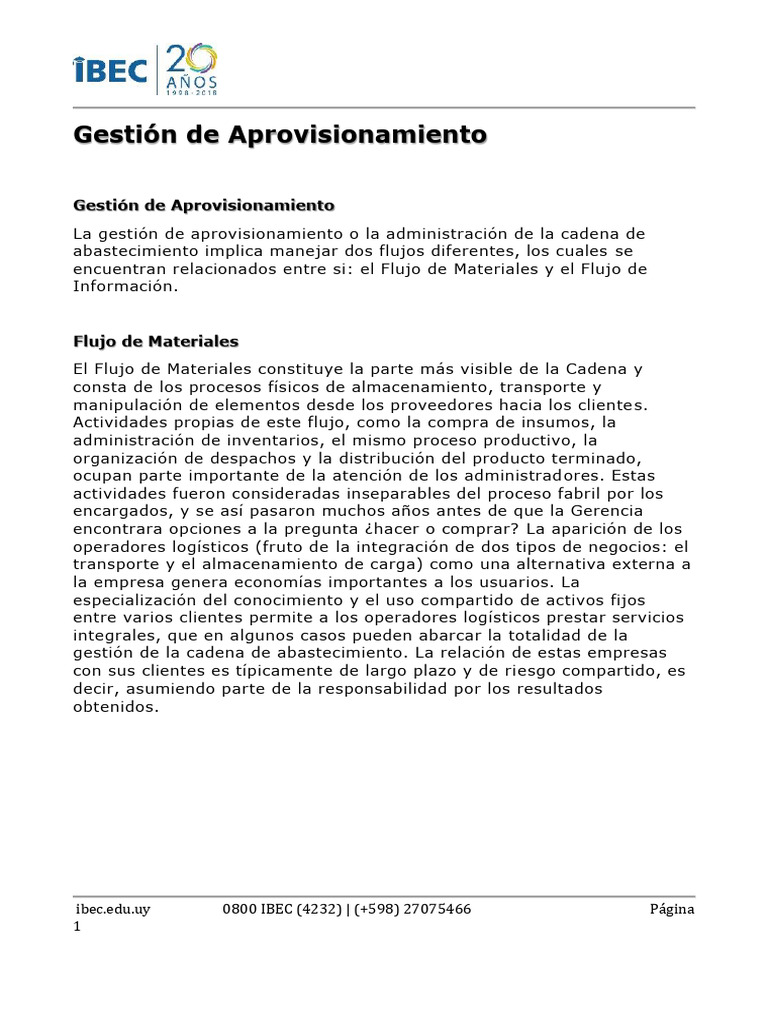 Gestión de Aprovisionamiento Eficiente | PDF | Planificación de ...