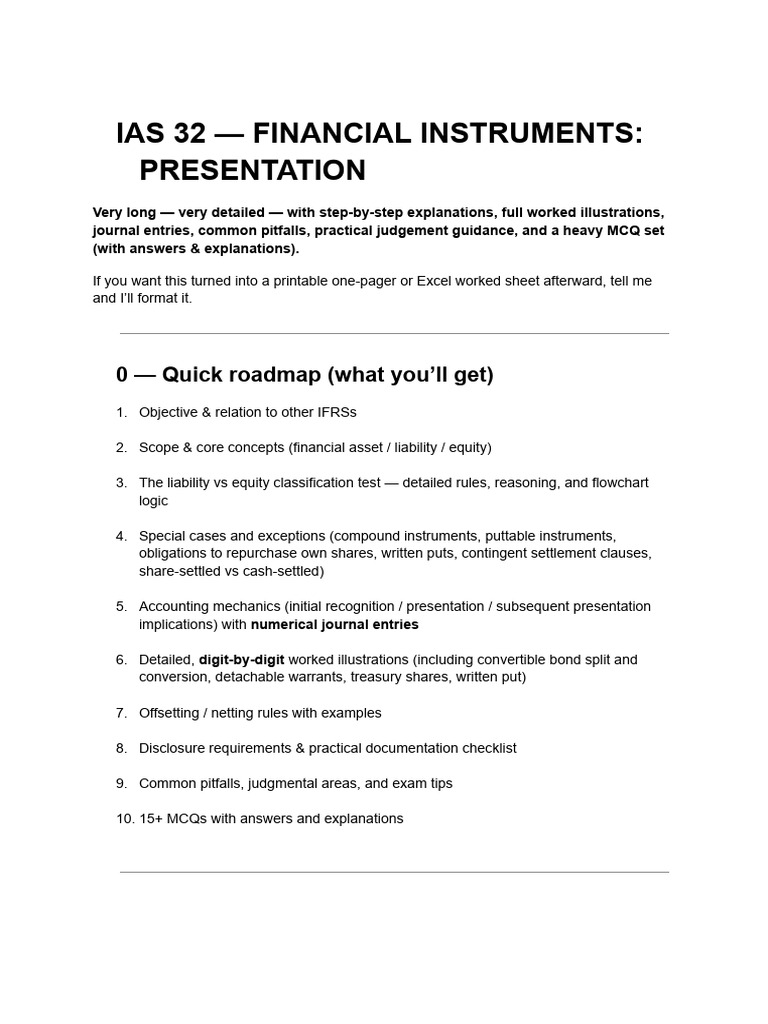 Ias 32 - Financial Instruments - Presentation | PDF | Bonds (Finance ...