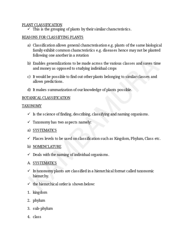 Plant Classification and Taxonomy Guide | PDF | Agriculture | Staple Foods