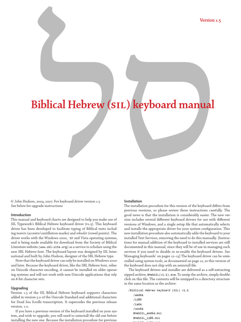Biblical Hebrew Keyboard Manual v1.5 | PDF | Windows Registry ...