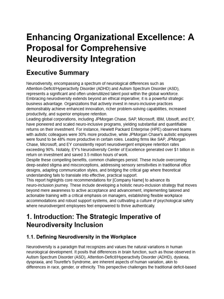 Neurodiversity Integration Proposal | PDF | Autism | Employee Retention