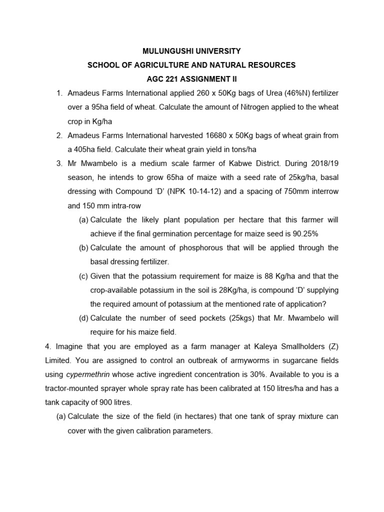 AGC 221 Assignment II Full Time 2018 | PDF