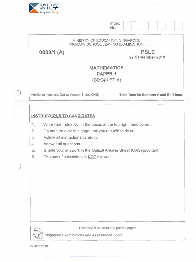 Psle Math 2019 | PDF