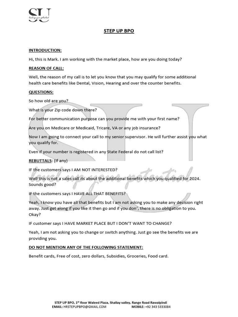 Script Step Up Bpo.. | PDF