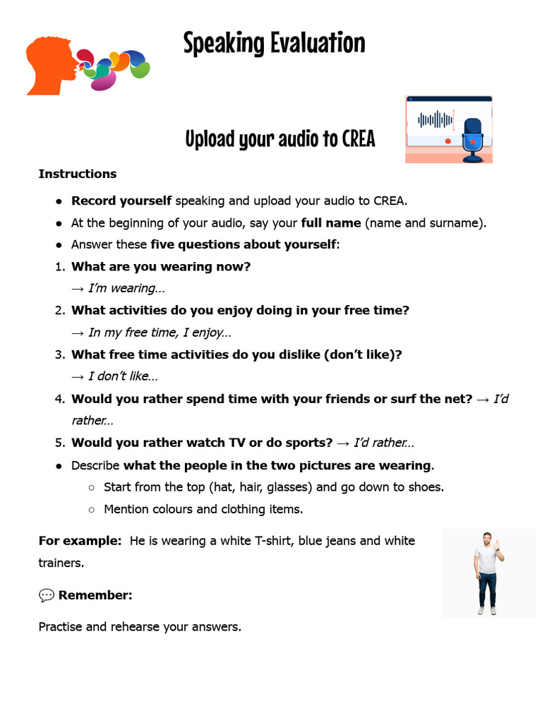 Speaking Evaluation Audio Instructions | PDF