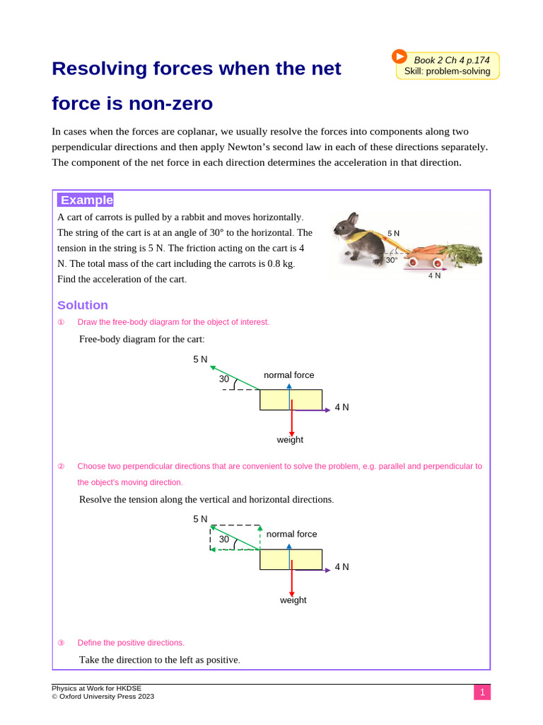 Resolving Forces and Acceleration Calculations | PDF | Force | Tension ...