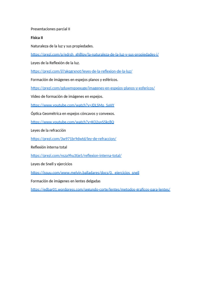 Presentaciones Parcial II | PDF