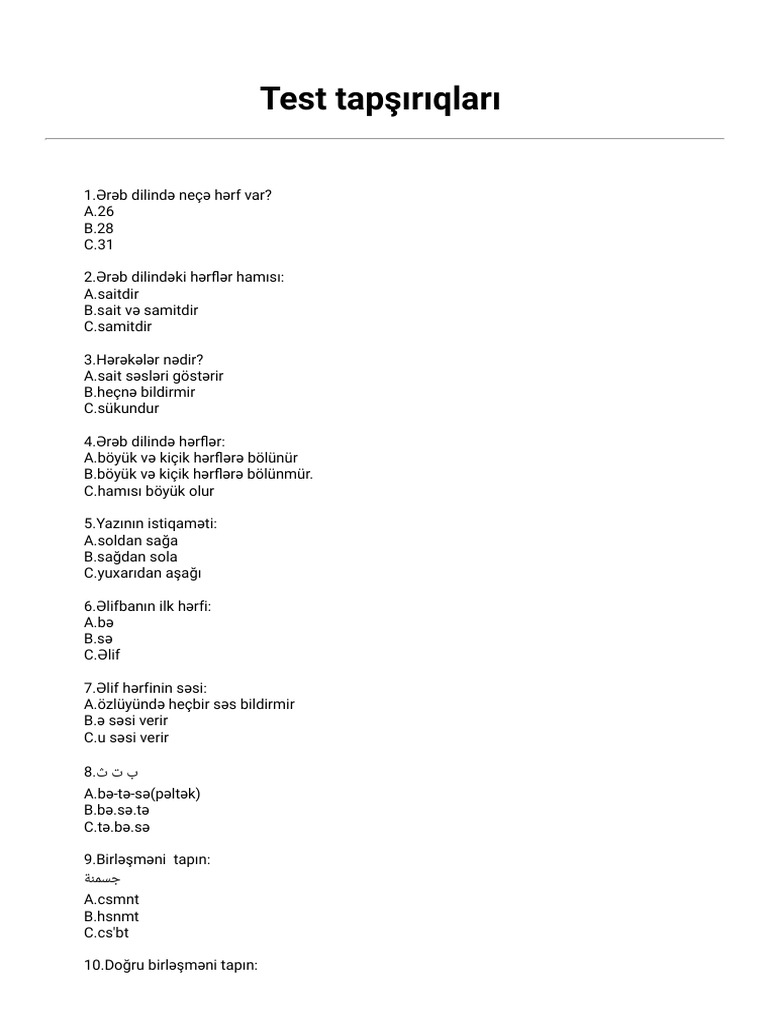 Test Tapşırıqları | PDF