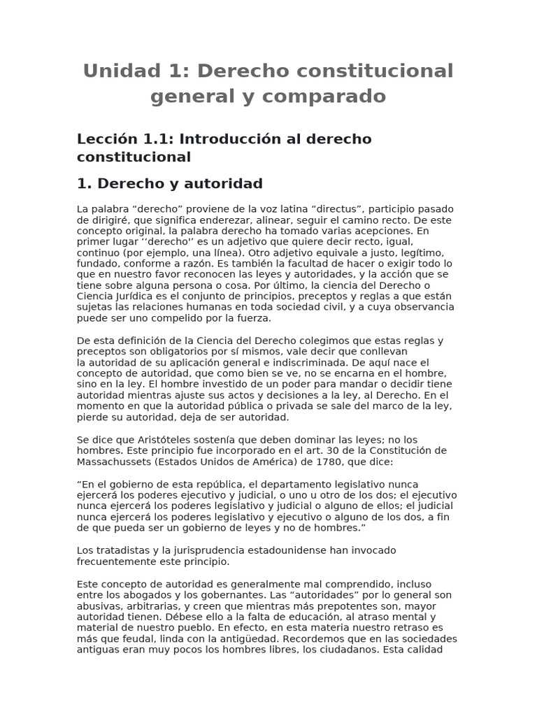 Unidad 1 DERECHO CONSTITUCIONAL | PDF | Constitución | Ley constitucional