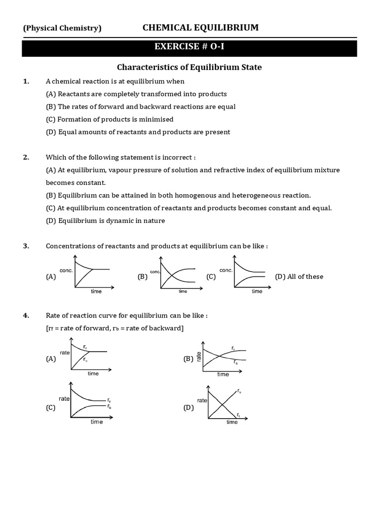 Chemical Equilibrium Concepts and Exercises | PDF | Chemical ...