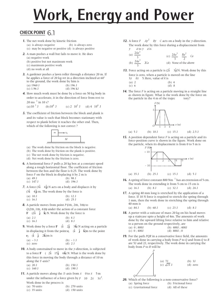 Work and Energy Problems Explained | PDF | Force | Mass
