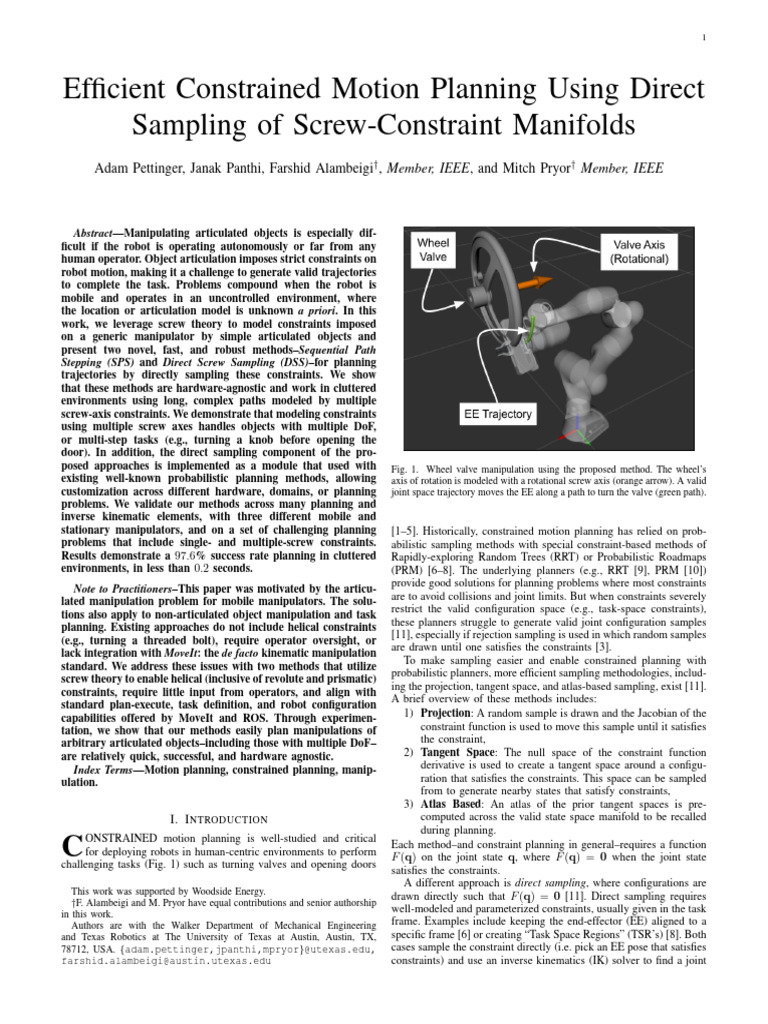 Efficient Motion Planning with Screw Theory | PDF | Geometry | Applied ...