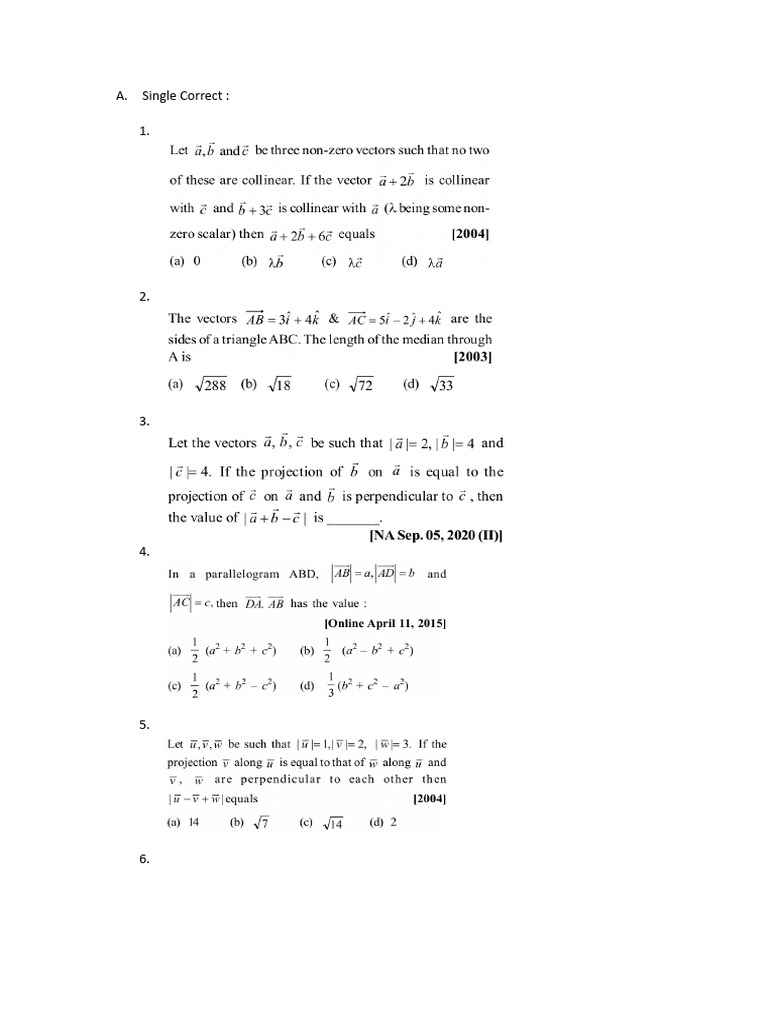 Very Good Problems of Vectors | PDF