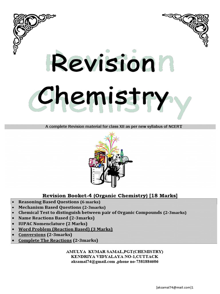 Class XII NCERT Organic Chemistry Revision | PDF | Ether | Aldehyde