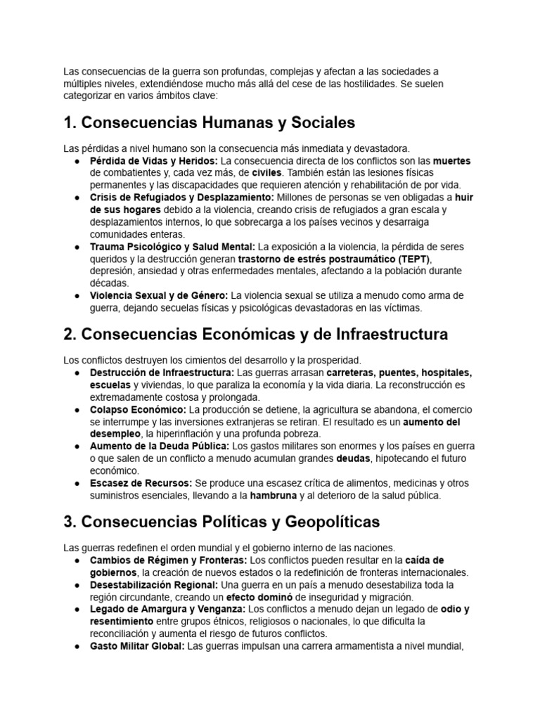 Consecuencias de la guerra en la sociedad | PDF