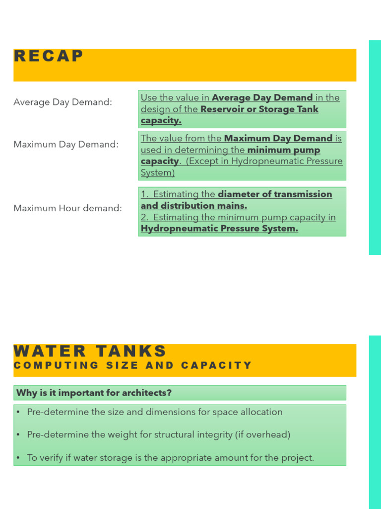 Calculating Water Tank Capacity Using WSFU | PDF | Shower | Tap (Valve)
