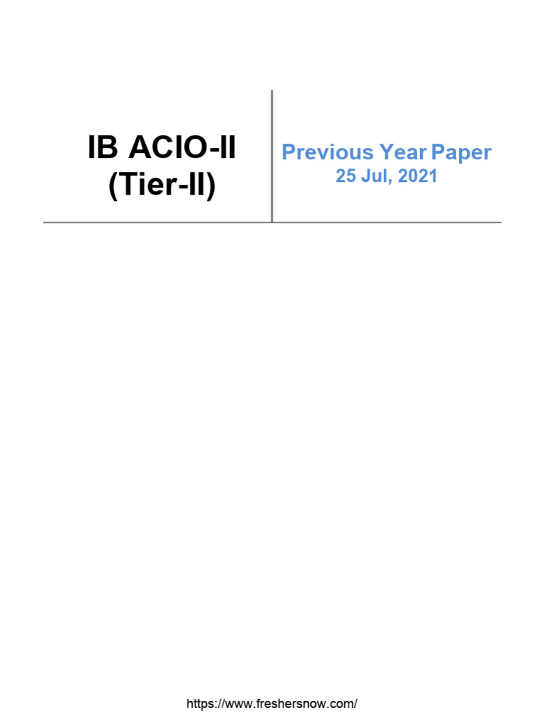 IB ACIO Grade-II 2020 (Tier-II) Official Paper 2021 | PDF