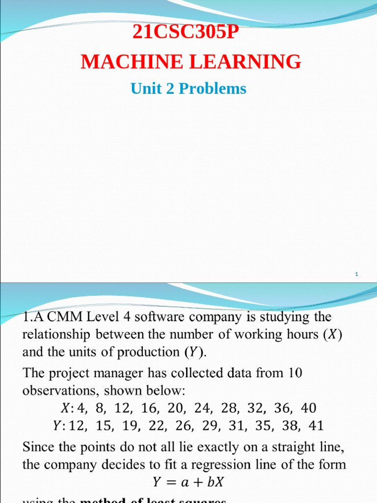 Machine Learning Unit 2 Problem Solutions | PDF