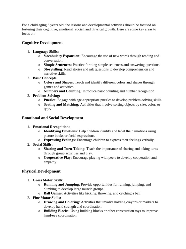 Essential Development Activities for 3-Year-Olds | PDF | Toys | Creativity