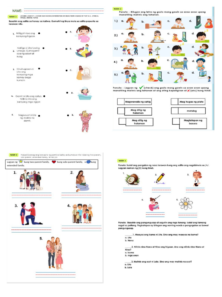 G1 Q2 W2 Weekly Worksheet | PDF