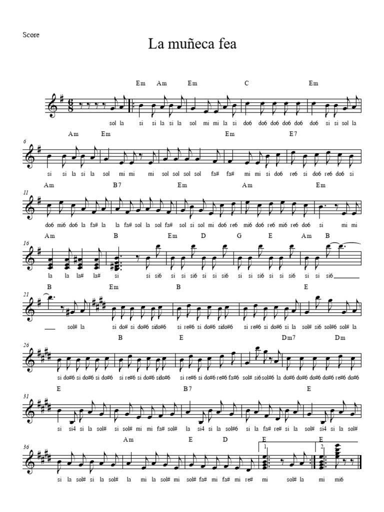 La muñeca fea Sheet Music Score | PDF